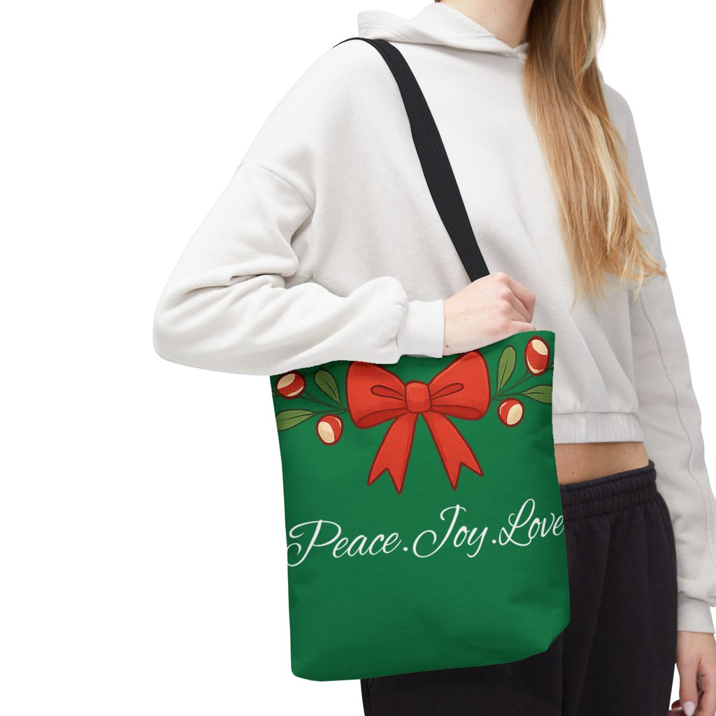 Christmas Tote Bag — 'Peace. Joy. Love.' Holiday Gift Tote