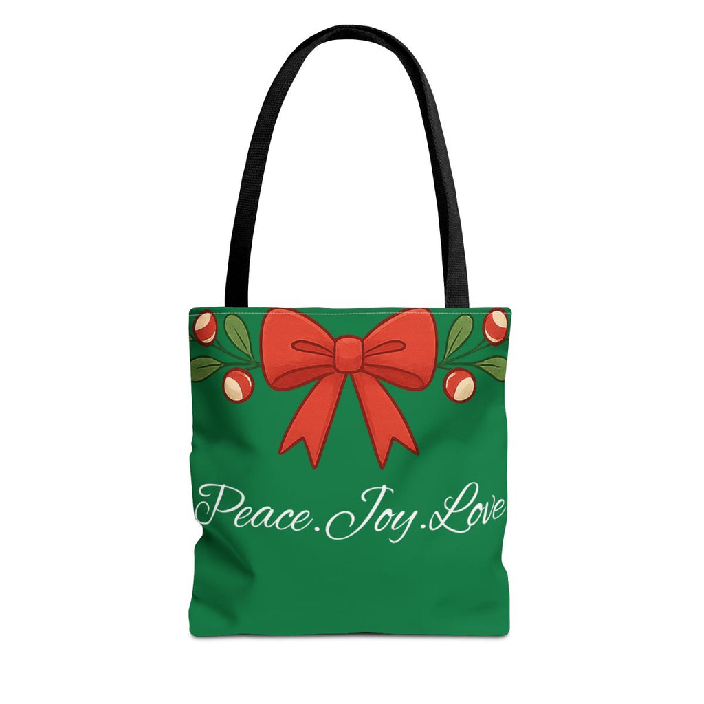 Christmas Tote Bag — 'Peace. Joy. Love.' Holiday Gift Tote
